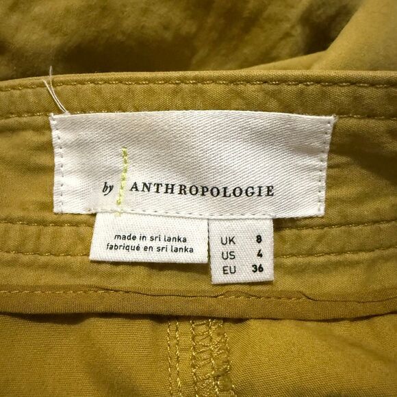 Anthropologie Olive Green Poplin Culotte Pants Size 4 - Picture 5 of 7